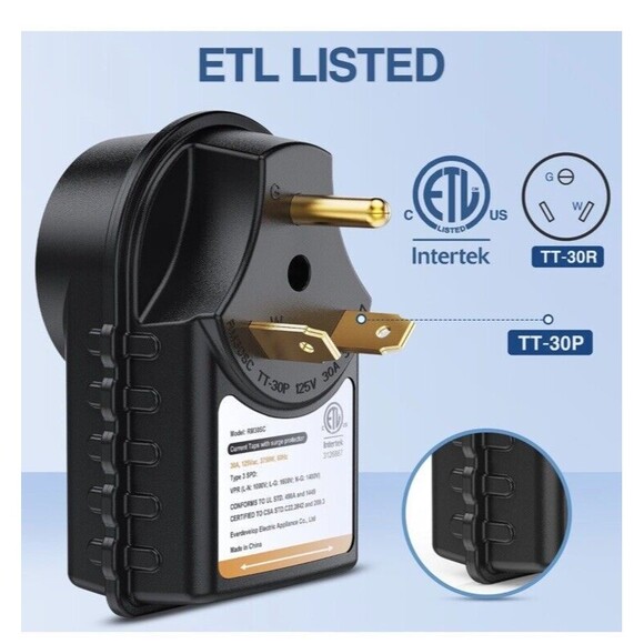 125V 30 Amp Surge Protector For Rv Led Camper Trailer Wiring Plug - Picture 5 of 5